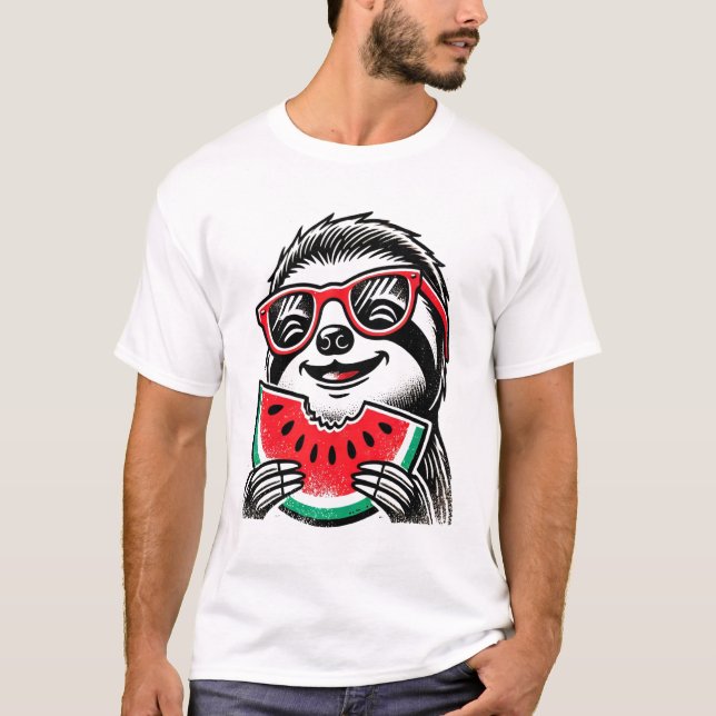 Sval dovhjort som äter vattenmelon t shirt (Framsida)