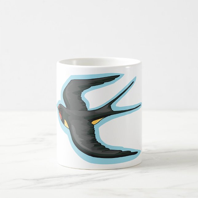 Sval fågel flygande kaffemugg (Skapare uppladdad)