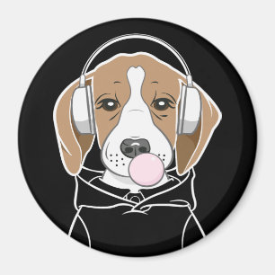 Sval Hund med Bubblegummi Söt Rolig Beagle Magnet