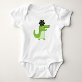 Sval krokodil med solglasögon och lövigt hinkhatt t shirt