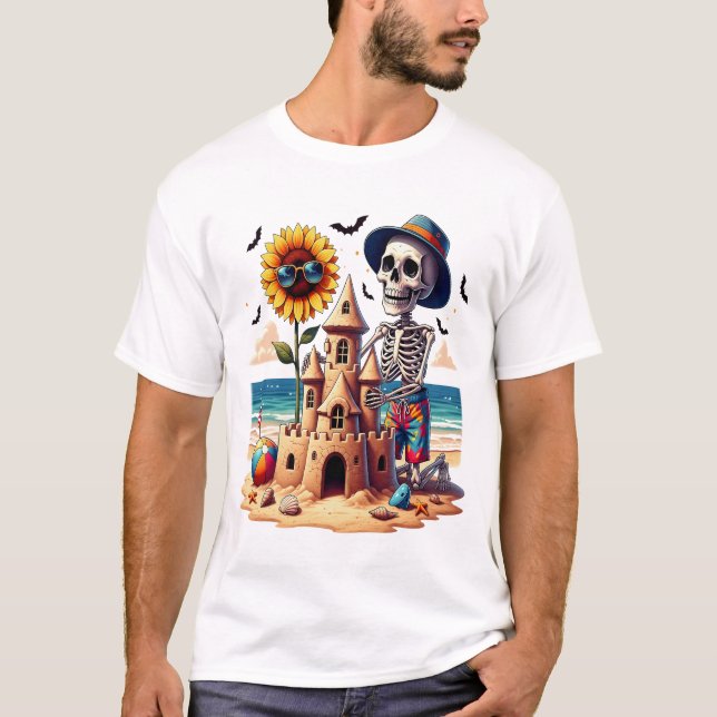 Sval skelett vid stranden t shirt (Framsida)