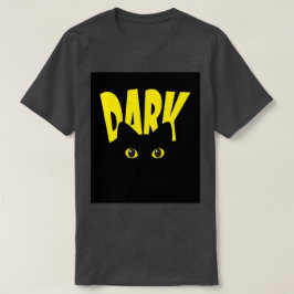 Sval svart katt i den mörkgula typografin t shirt