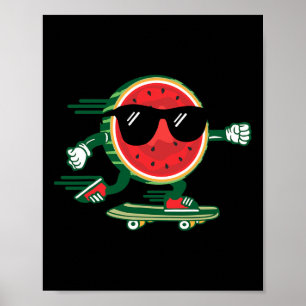 Sval vattenmelon skateboardåkning 90-tal Vintage s Poster