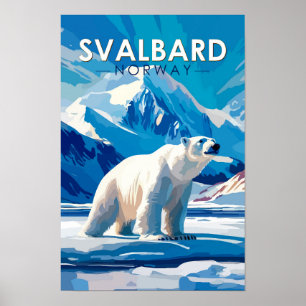 Svalbard Norge Isbjörn Resa Konst Vintage Poster