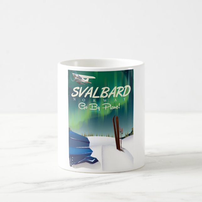 svalbard Norge norrsken resaffisch Kaffemugg (Center)