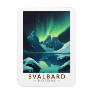 Svalbard Norge Northern Ljus Travel Art Vintage Magnet