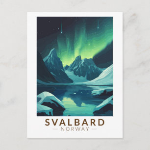 Svalbard Norge Northern Ljus Travel Art Vintage Vykort