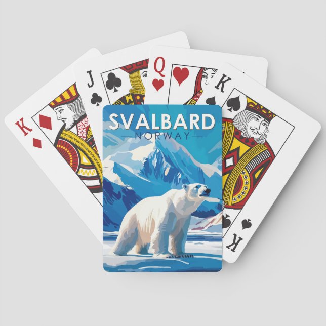 Svalbard Norge Polar Bear Travel Art Vintage Casinokort (Baksidan)