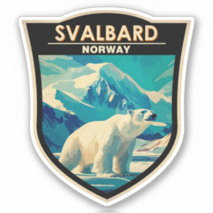 Svalbard Norge Polar Bear Travel Art Vintage Klistermärken