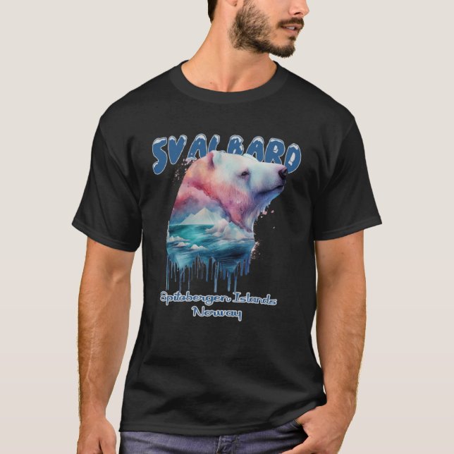 Svalbard Norge Spitsbergen Polar Bear Northern Li T Shirt (Framsida)