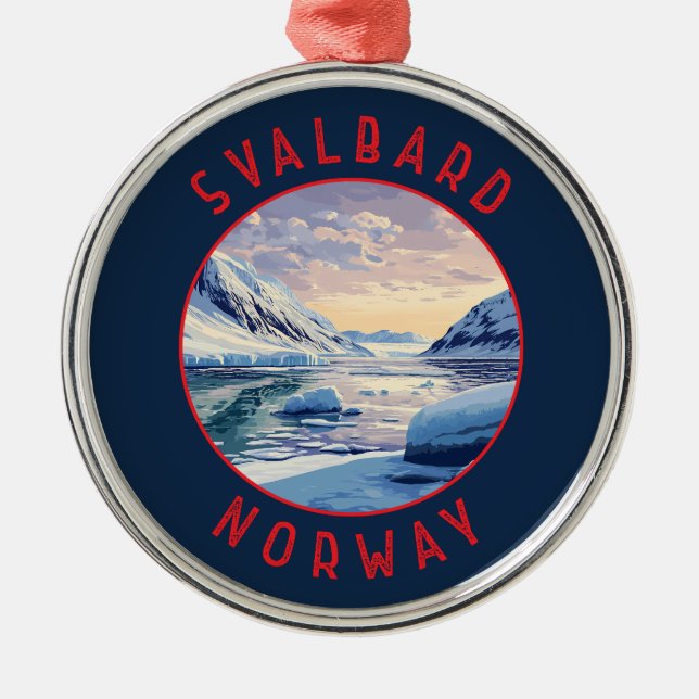 Svalbard-Norgens retro-ringcirkel Julgransprydnad Metall (Framsidan)