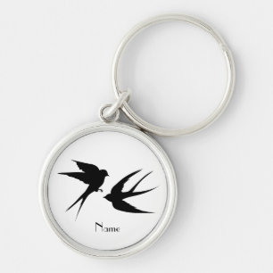 Svälj Birds Silhouettes Thunder_Cove Rund Silverfärgad Nyckelring