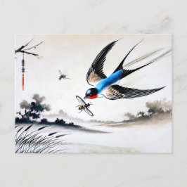Svälj Fånga en Insekt i Mid-Luft på kinesiska Vykort