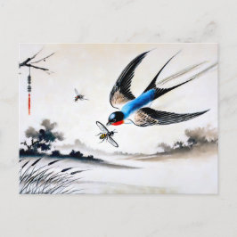 Svälj Fånga en Insekt i Mid-Luft på kinesiska Vykort