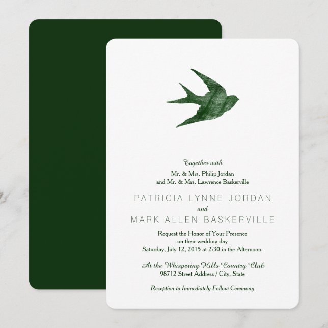 Svälj inbjudan (Letterpress Stil) (Fram/baksida)