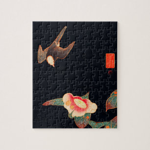 Svälj och Camellia (1900) av Ito Jakuchu Pussel