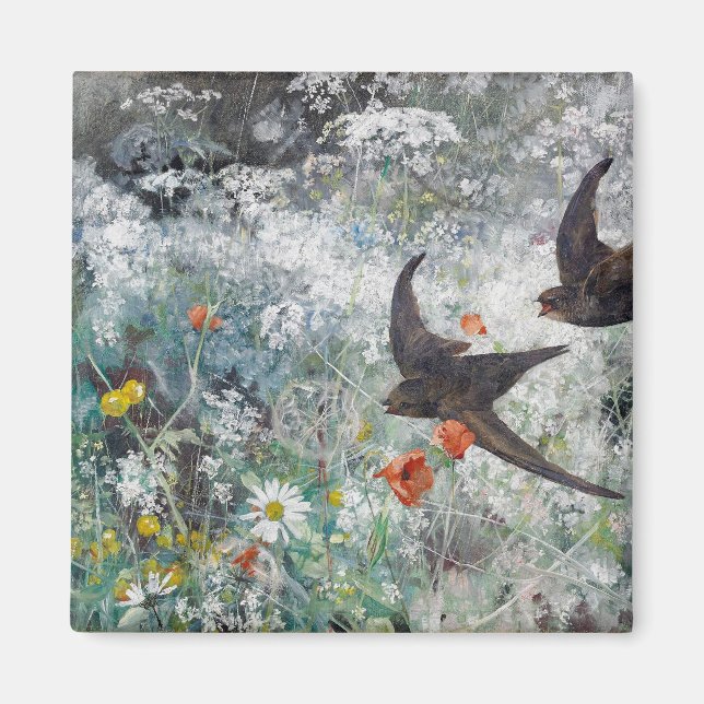 Svälj och Flower Fält, Bruno Liljefors Magnet (Framsidan)