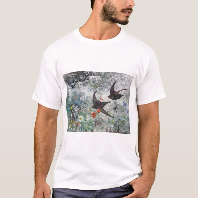 Svälj och Flower Fält, Bruno Liljefors T Shirt (Framsida)
