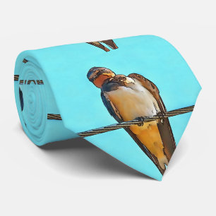 Svälj på en svart konturkontur med tråg slips