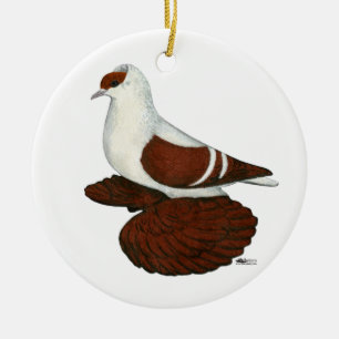 Svälj: Red Fullhead Pigeon Julgransprydnad Keramik