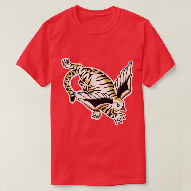 Svälj traditionell tiger-tatuering t shirt (Design framsida)