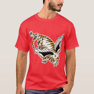 Svälj traditionell tiger-tatuering t shirt