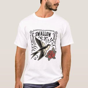 Svälj Unik T-Shirt: Artistic & Snyggt Bird De T Shirt