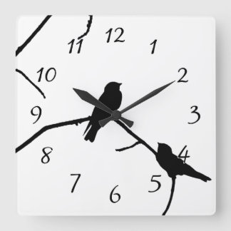 Svälja eller vrida Silhouette Love Bird Watching Fyrkantig Klocka
