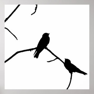 Svälja eller vrida Silhouette Love Bird Watching Poster