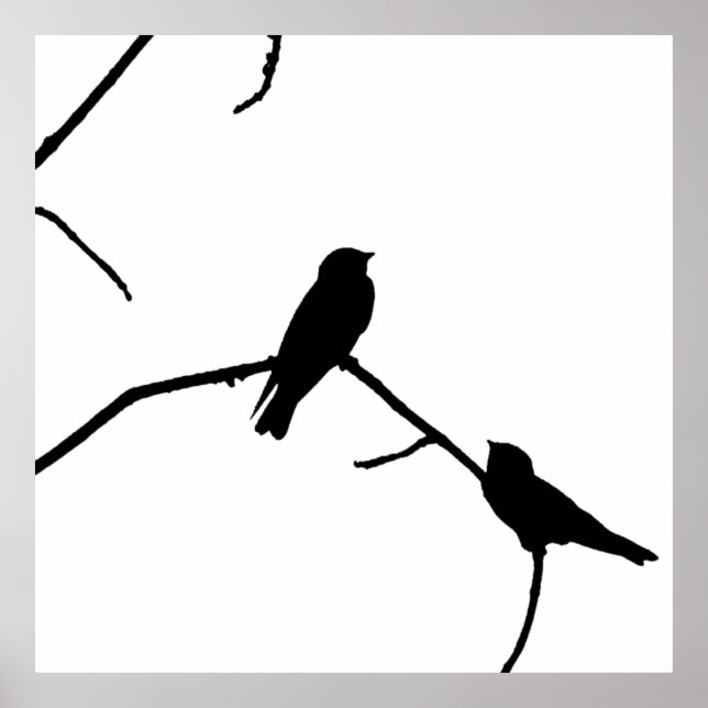 Svälja eller vrida Silhouette Love Bird Watching Poster (Framsidan)