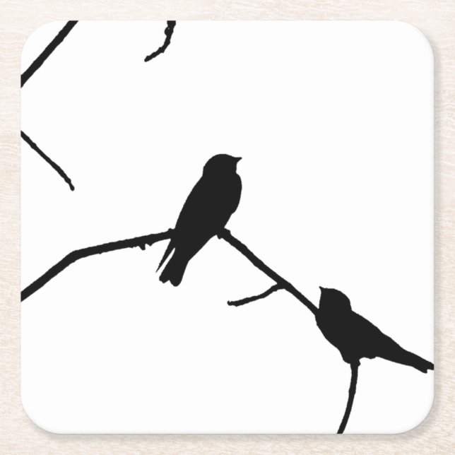 Svälja eller vrida Silhouette Love Bird Watching Underlägg Papper Kvadrat (Framsidan)