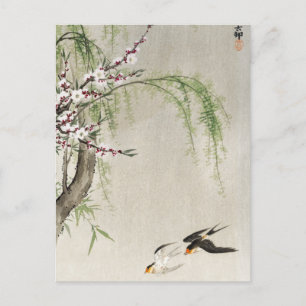 Sväljer i flyg, Ohara Koson, japansk fågelkonst Vykort