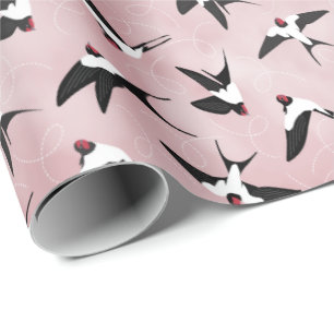 Sväljer i himmel - Rosa - stor Presentpapper