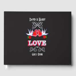 Sväljer Kärlek Hearts Ro Red Black Personlig Gästböcker