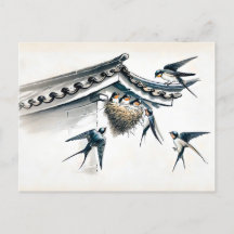 Sväljer Matande ungdom i Nest i kinesiska Bläck