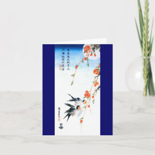 Sväljer och persikor-Blommar Hiroshige Fine Art Kort