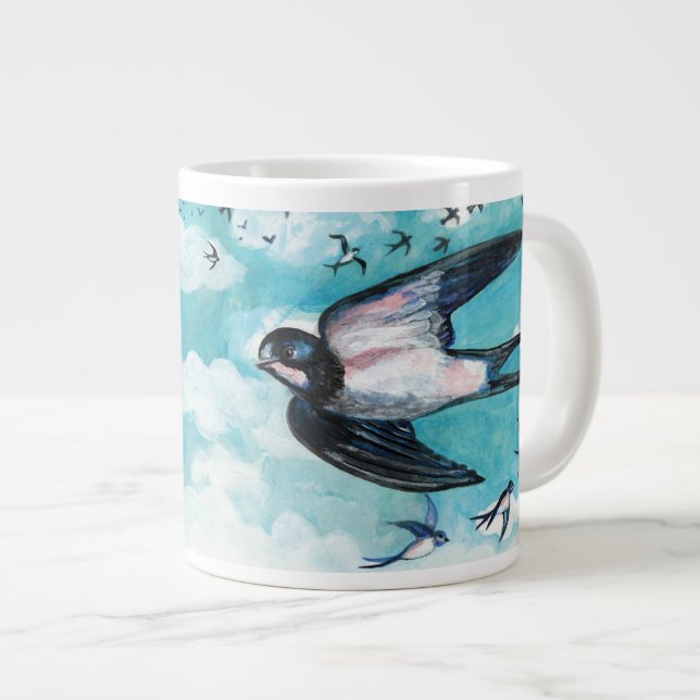 Sväljer över blå himmel jumbo mugg (Framsida höger)