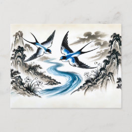 Sväljer uppsving genom Himmel i kinesiska Bläck Vykort