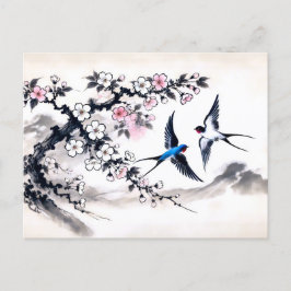 Sväljer uppsving genom Himmel i kinesiska Bläck Vykort