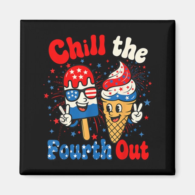 Svalka Fjärde Ut Roligt Glass 4:e Juli Magnet (Framsidan)