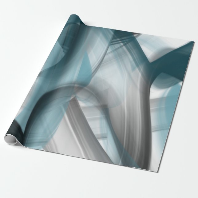 Svälla Papper Abstrakt Trend Gift Decor Blue Ocea Presentpapper (Utrullad)