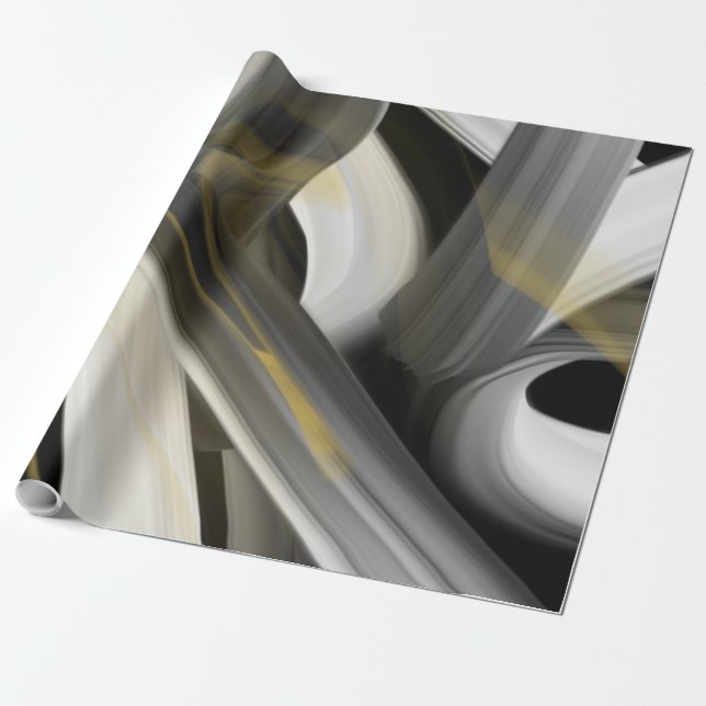 Svälla Papper Abstrakt Trend Insida Decor Black Presentpapper (Utrullad)