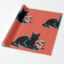 Svälla Papper ANIMERAD BLACK CAT MED SKULL