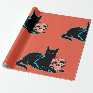 Svälla Papper ANIMERAD BLACK CAT MED SKULL Presentpapper