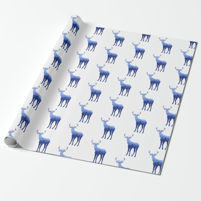 Svälla Papper-blå Hjort/Elk Presentpapper (Utrullad)