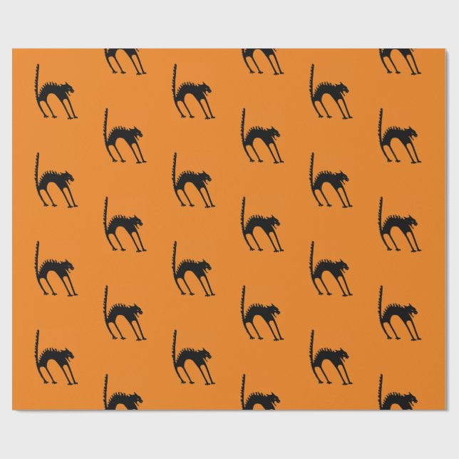 Svälla Papper BLACK-SKAREDY-KATTA MED ORANGE Presentpapper (Platt)
