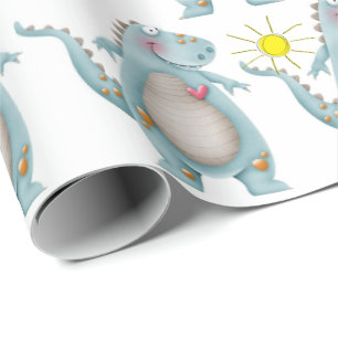 Svälla Pappert - Blå Dino-design 2 Presentpapper