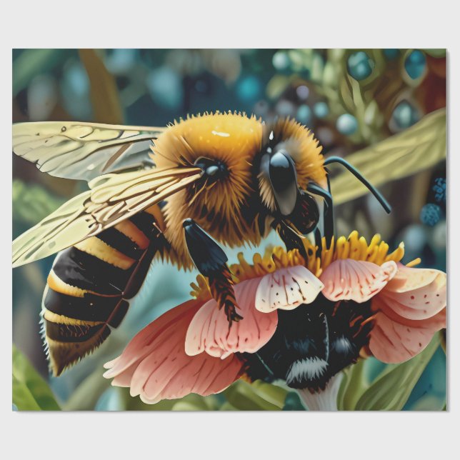 Svälla Pappert med Bee Collting Pollen Presentpapper (Platt)