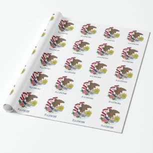 Svälla pappert med Flagga Illinois Presentpapper