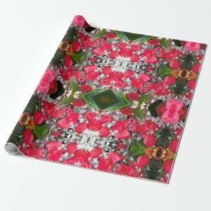 Svälla Pappert med röda blommor Presentpapper